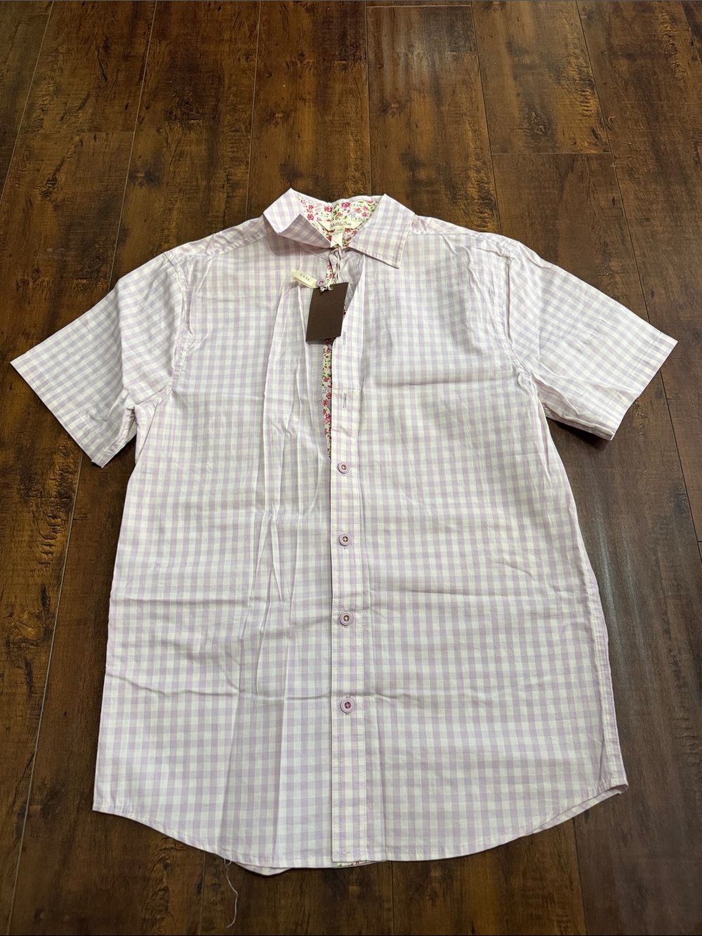 Matilda Jane Light Pink Checked Short Sleeve Button-Up Shirt